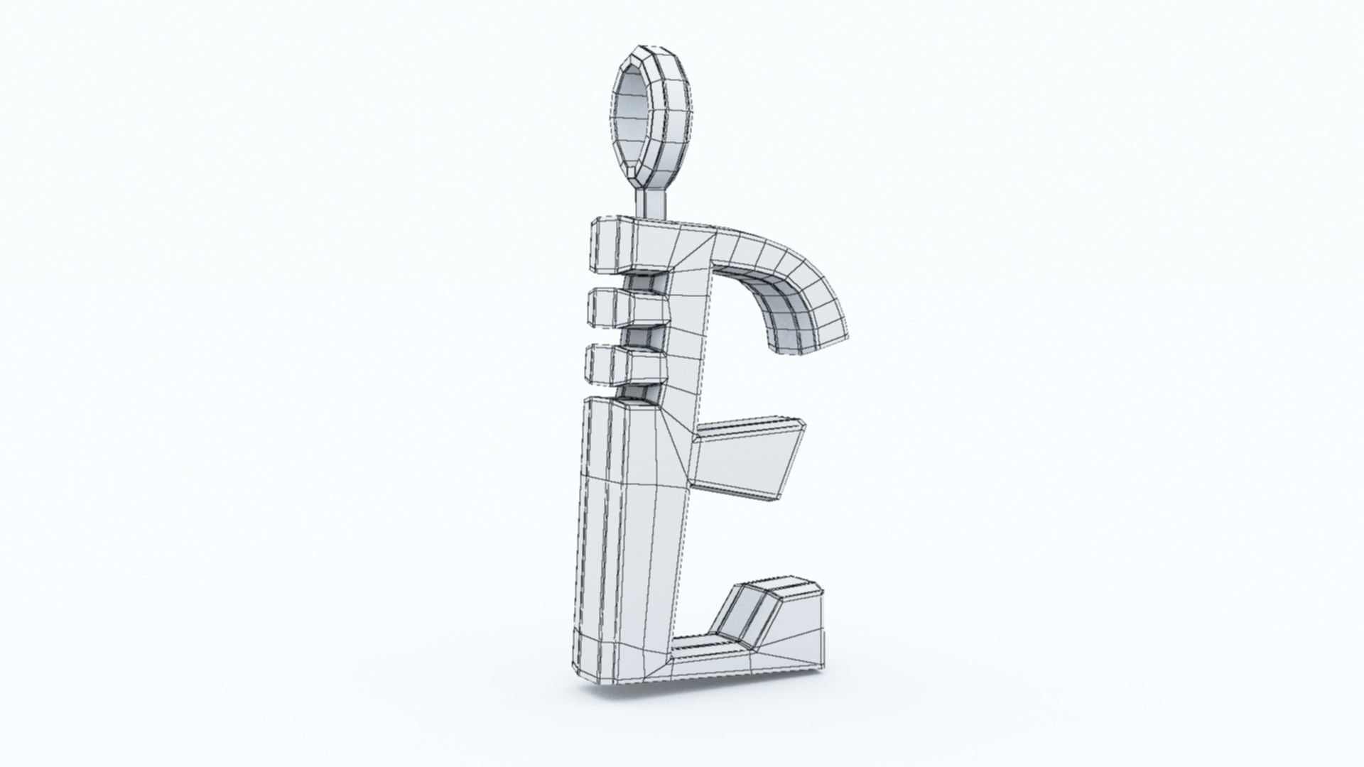 E Letter Pendant Platinum 3D print model_11