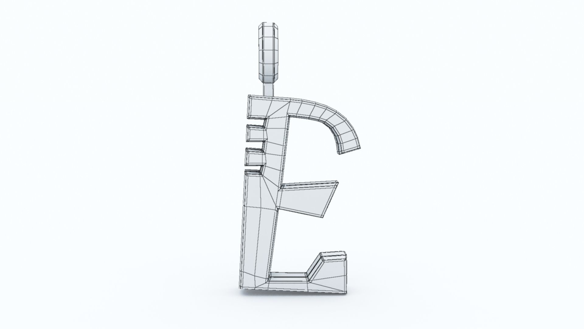 E Letter Pendant Platinum 3D print model_9