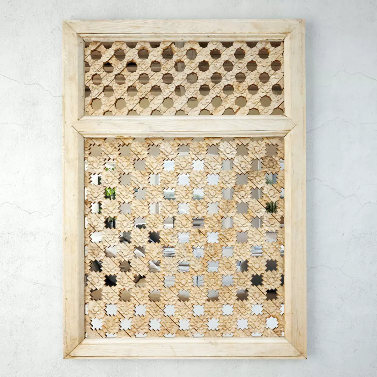 19th Century Moorish Star Carved Window Mirror 3D model_0