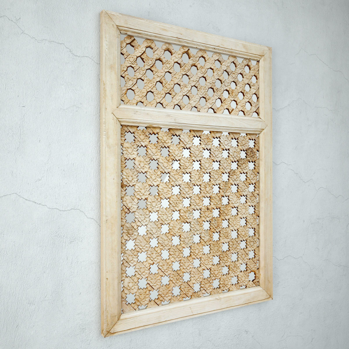 19th Century Moorish Star Carved Window Mirror 3D model_3
