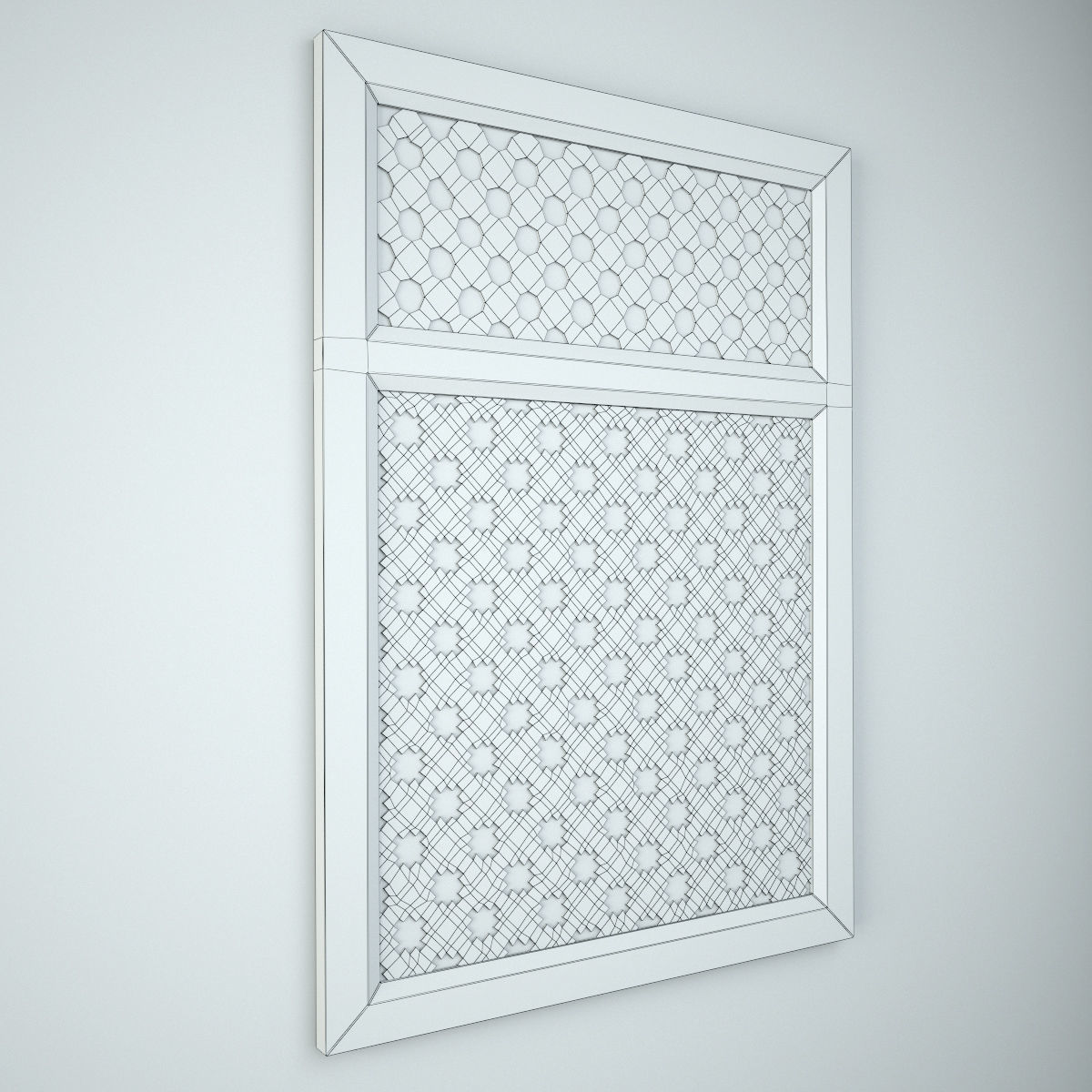 19th Century Moorish Star Carved Window Mirror 3D model_4