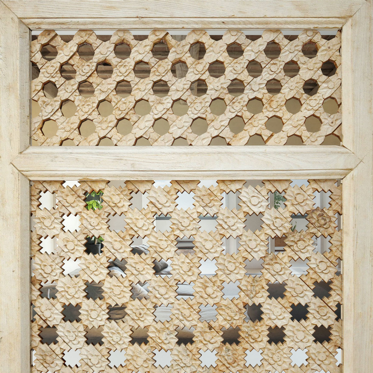 19th Century Moorish Star Carved Window Mirror 3D model_5