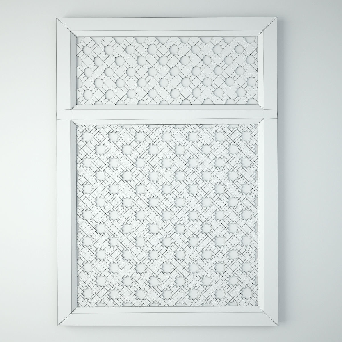 19th Century Moorish Star Carved Window Mirror 3D model_2