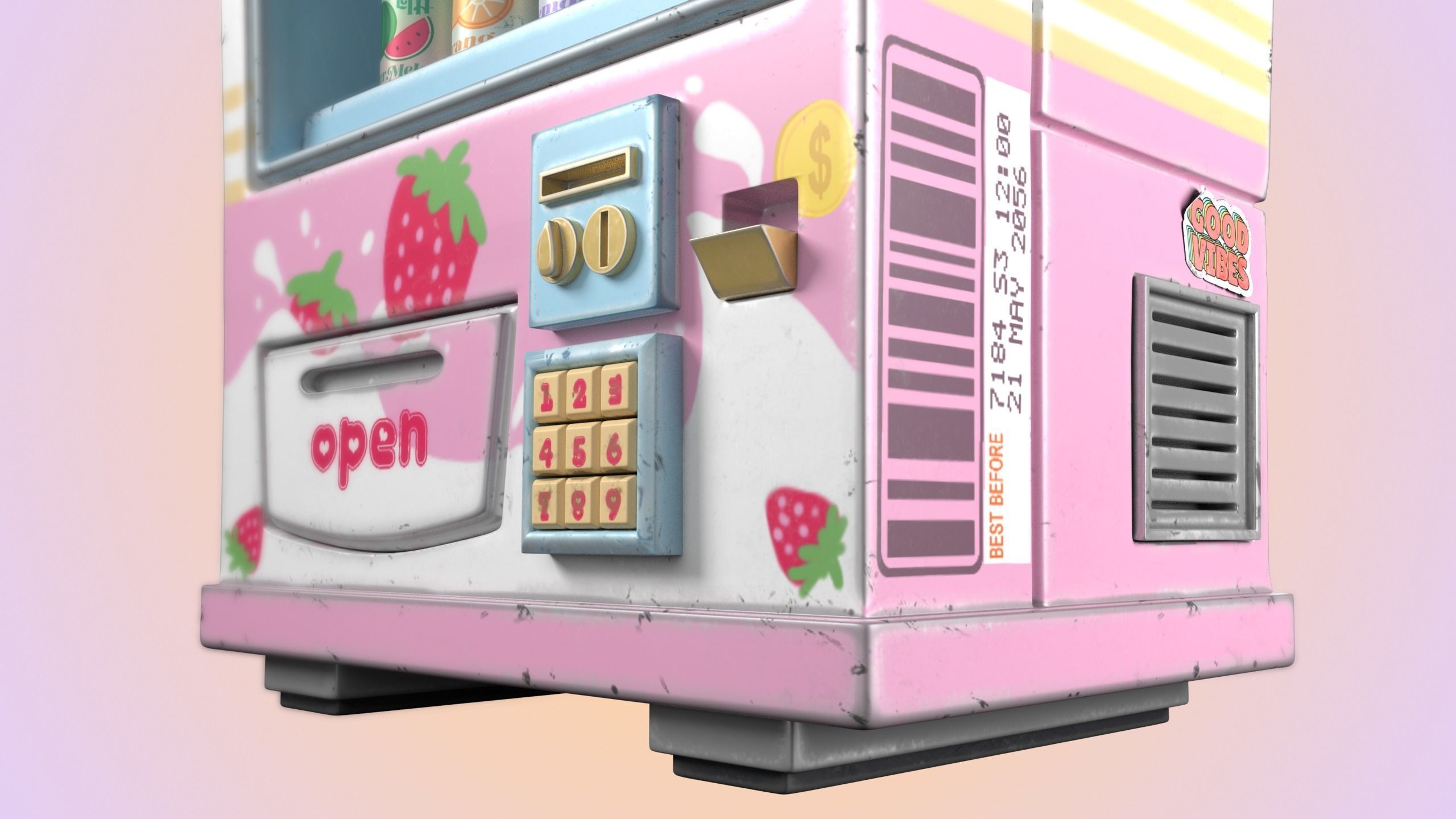 Cute Stylized Vending Machine PBR Low Poly Low-poly 3D model_5