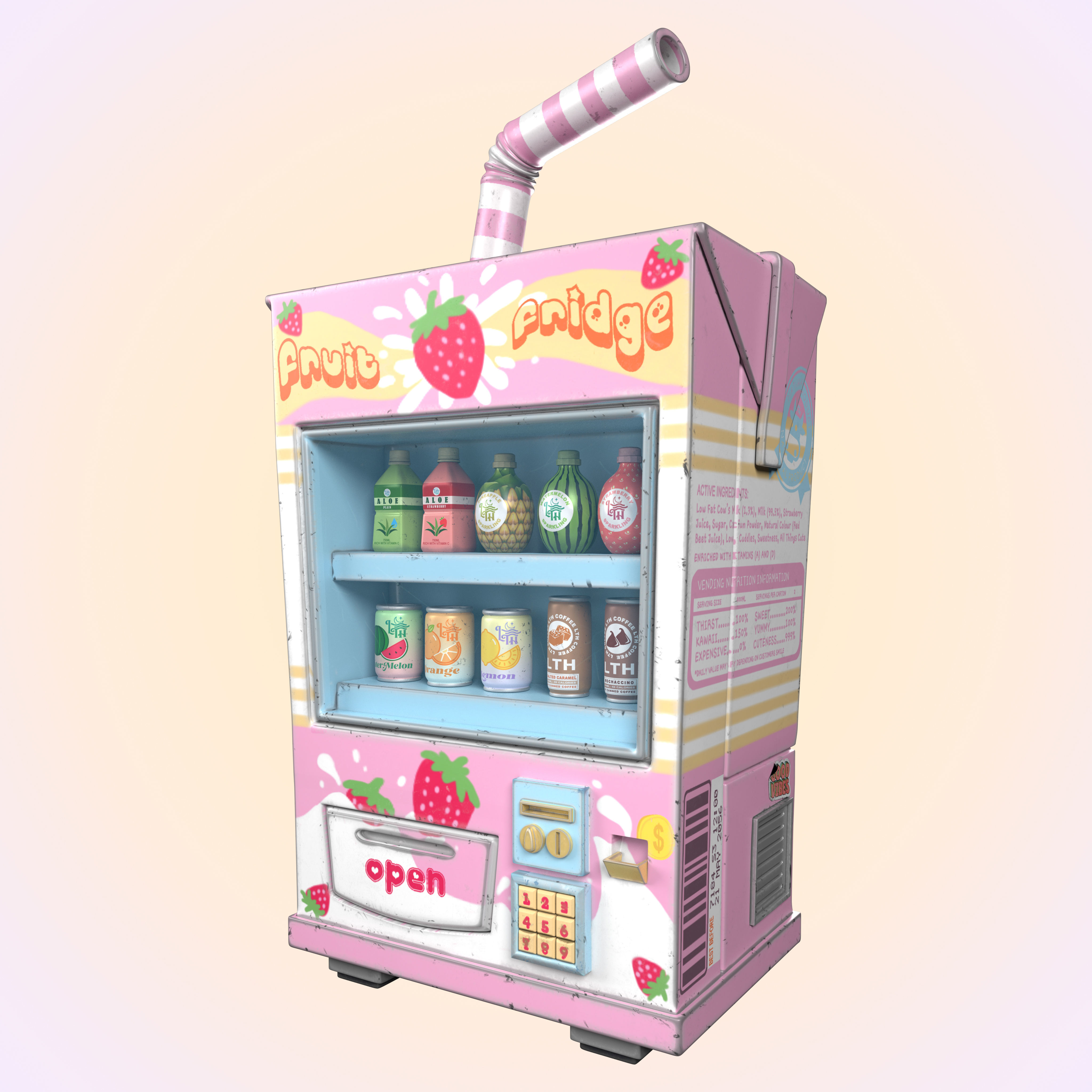 Cute Stylized Vending Machine PBR Low Poly Low-poly 3D model_2