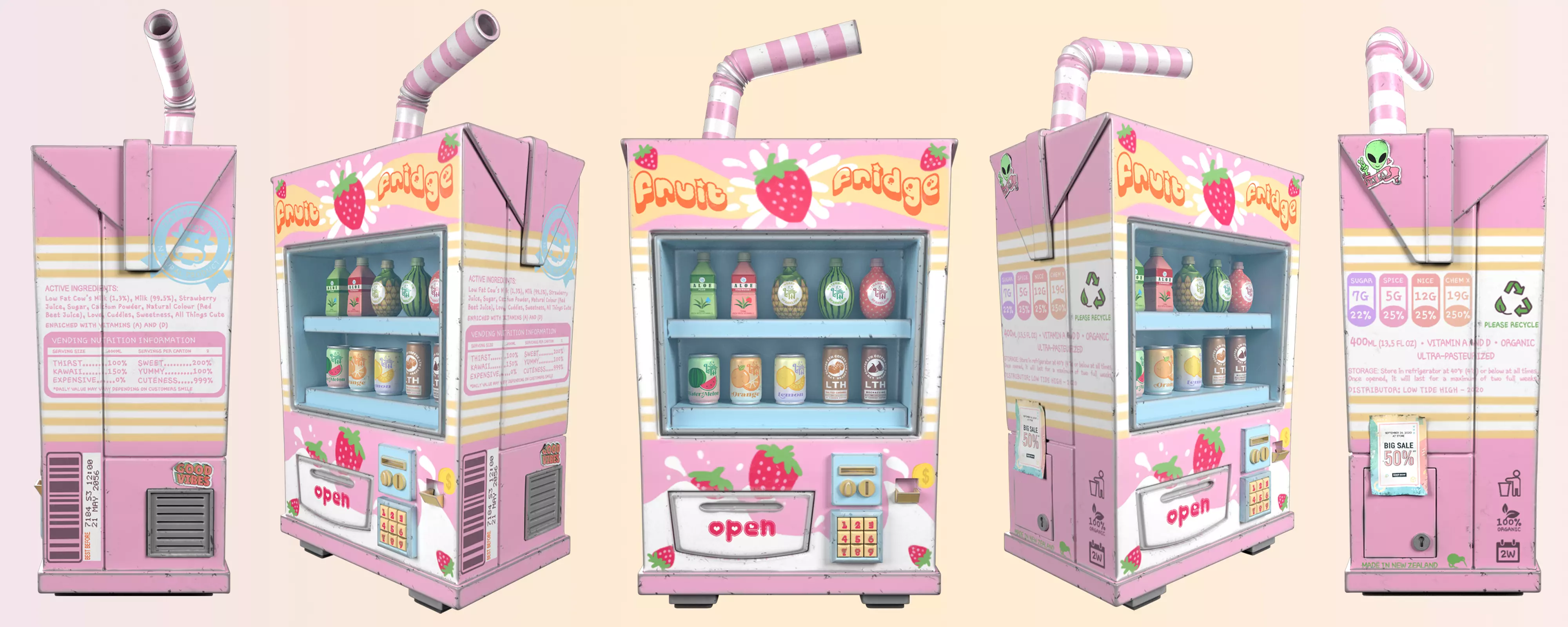 Cute Stylized Vending Machine PBR Low Poly Low-poly 3D model_0