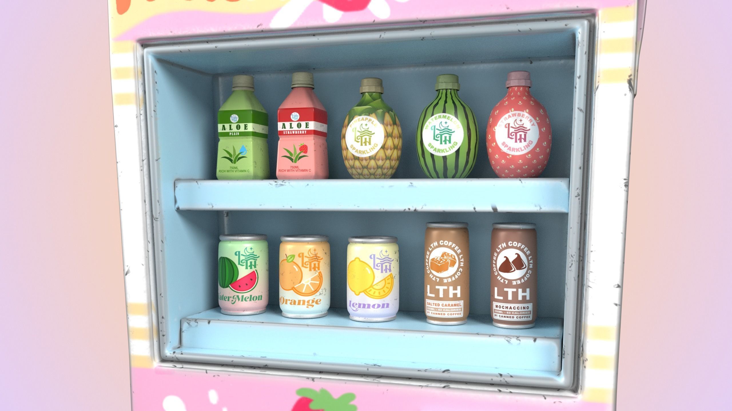 Cute Stylized Vending Machine PBR Low Poly Low-poly 3D model_4