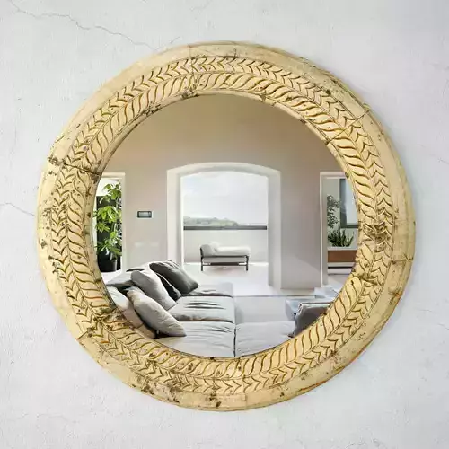 19th Century Ox Cart Wagon Wheel Mirror