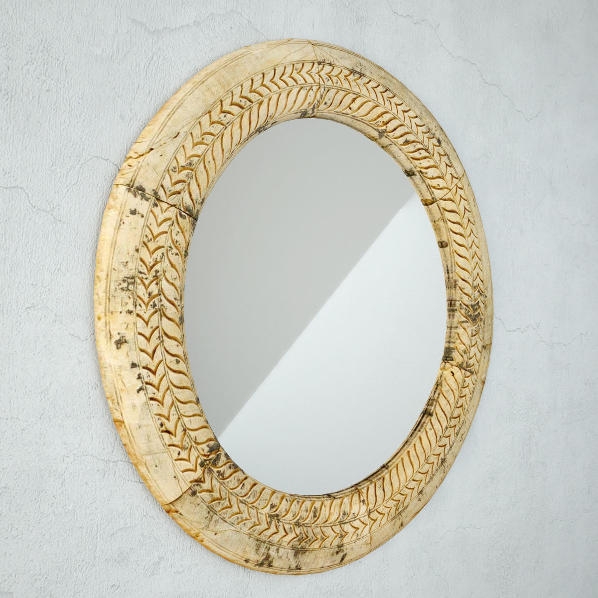 19th Century Ox Cart Wagon Wheel Mirror 3D model_3