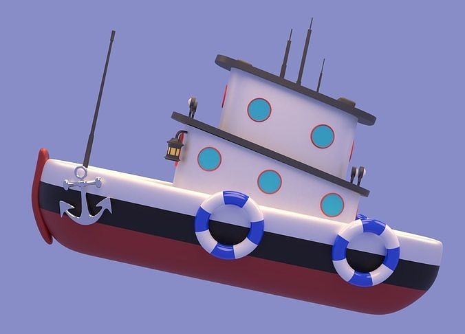 Cartoon Boat Low-poly 3D model