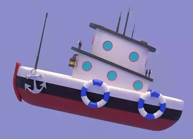 Cartoon Boat Low-poly 3D model