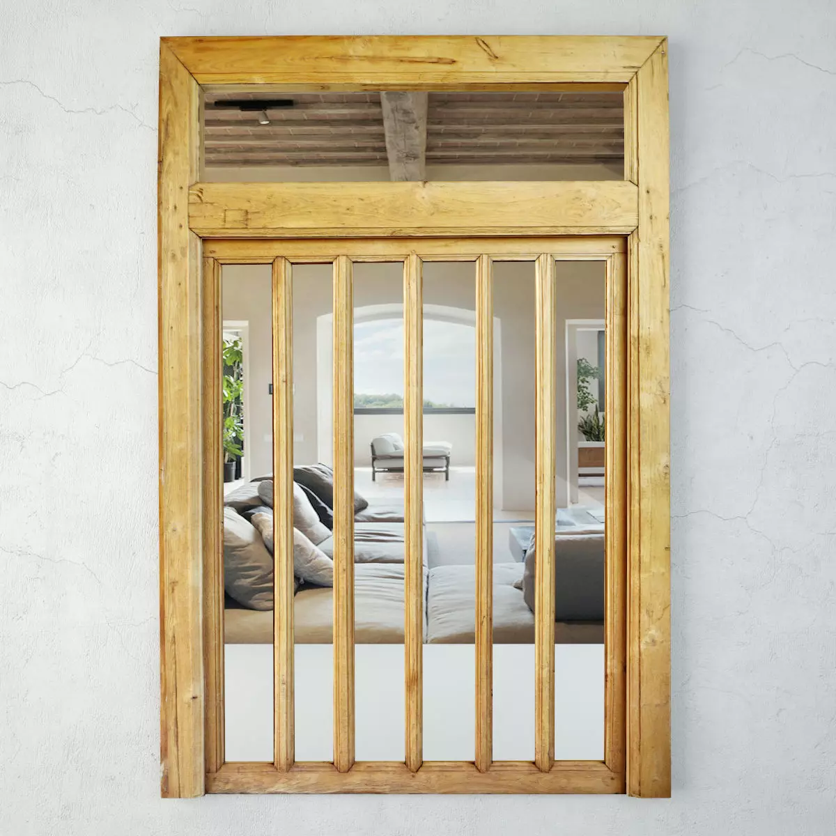 Antique Javanese Wall Panel Mirror 3D model_0