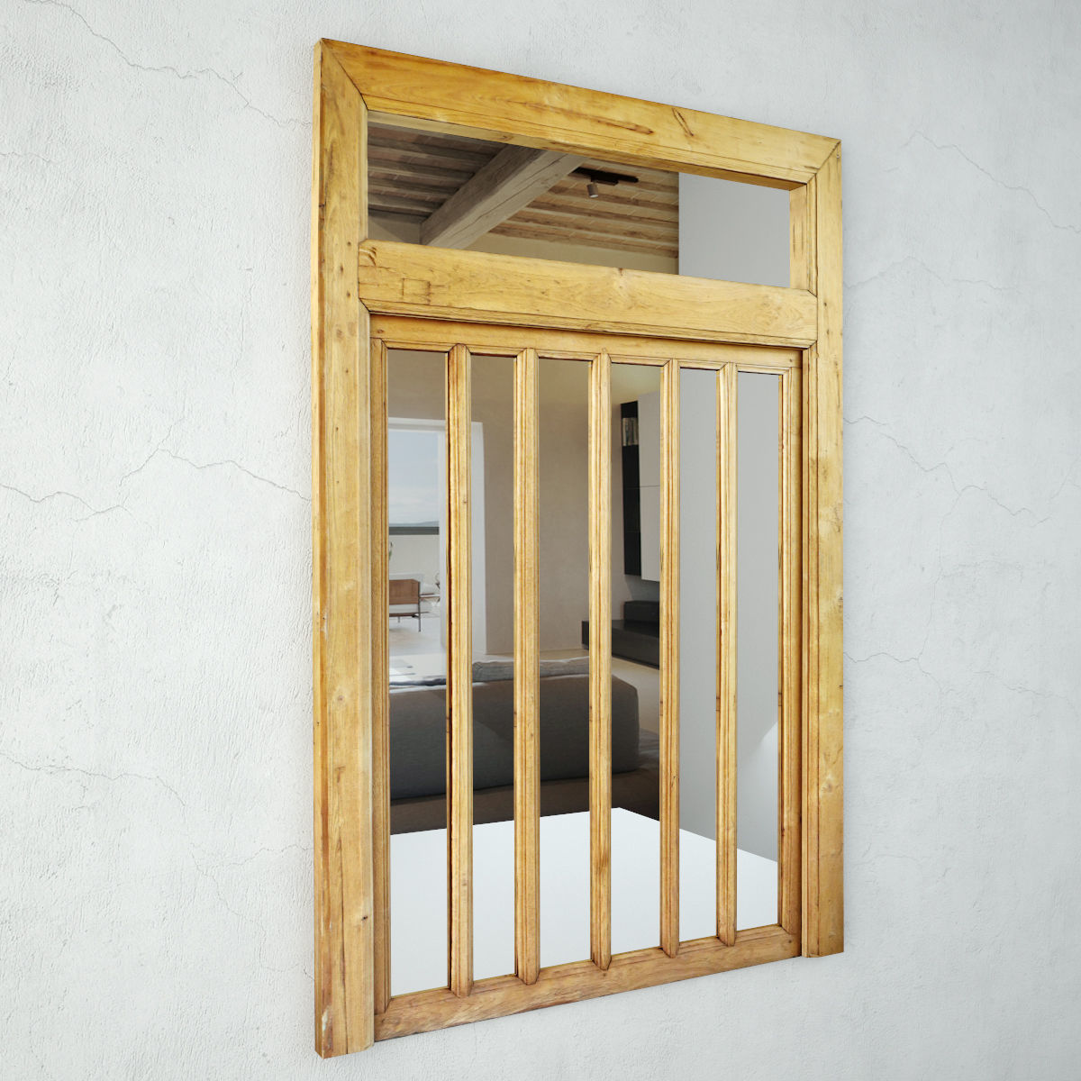 Antique Javanese Wall Panel Mirror 3D model_3