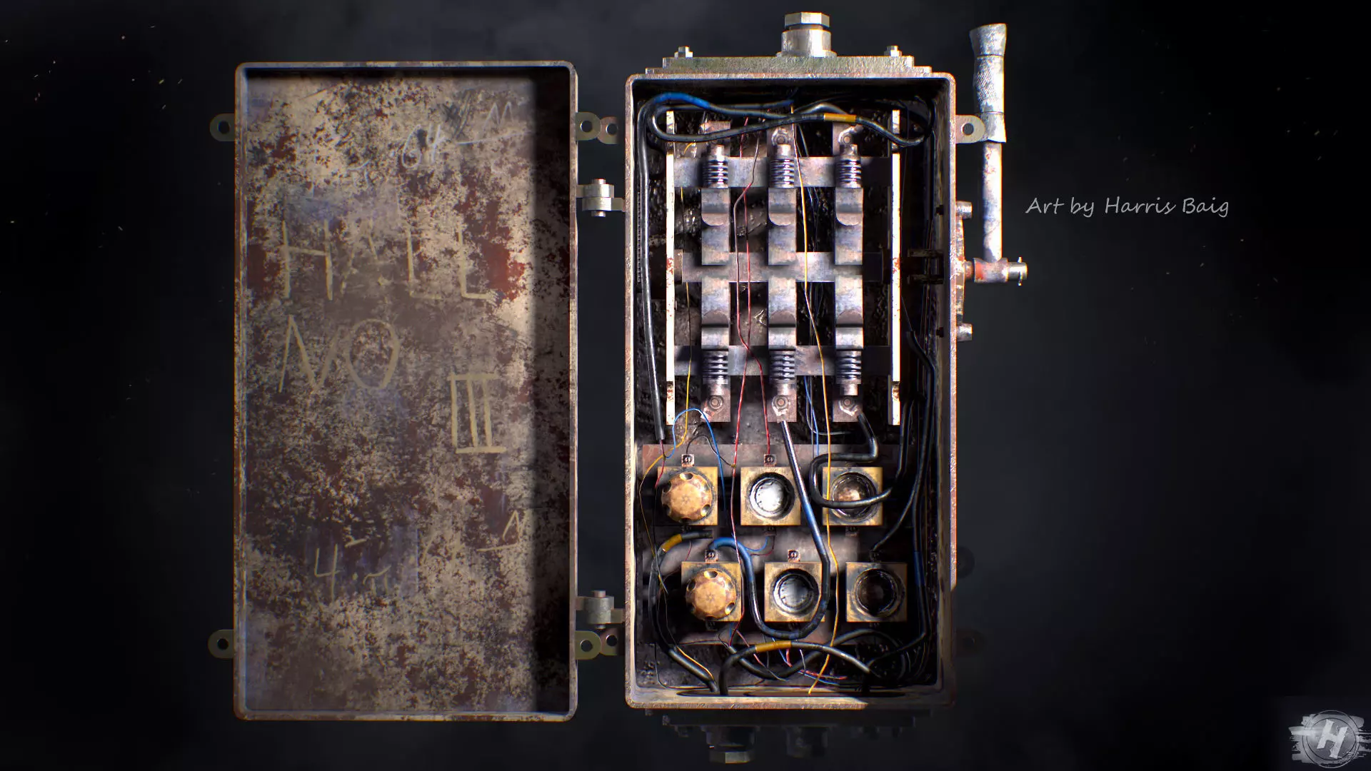 Industrial Fuse Box Low-poly 3D model_0