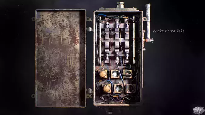 Industrial Fuse Box Low-poly 3D model