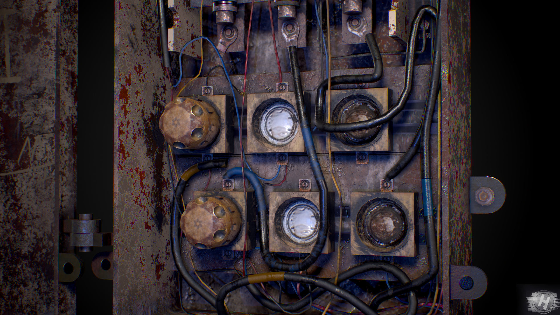 Industrial Fuse Box Low-poly 3D model_2