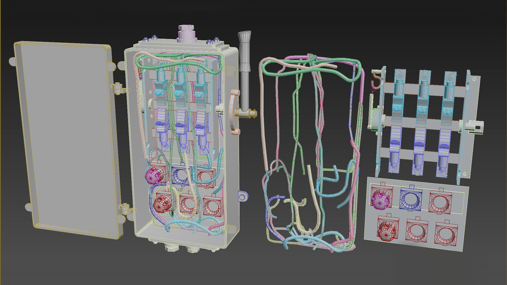 Industrial Fuse Box Low-poly 3D model_3