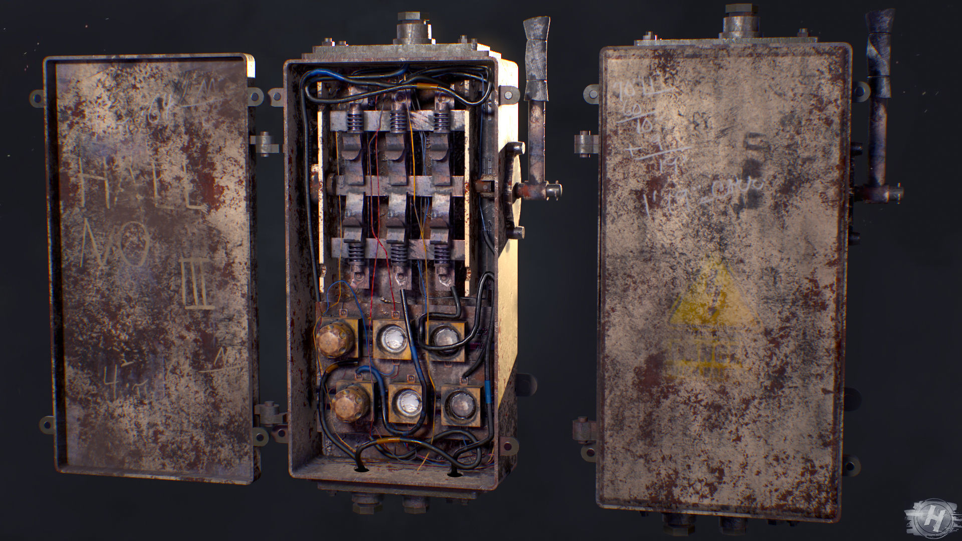 Industrial Fuse Box Low-poly 3D model_4