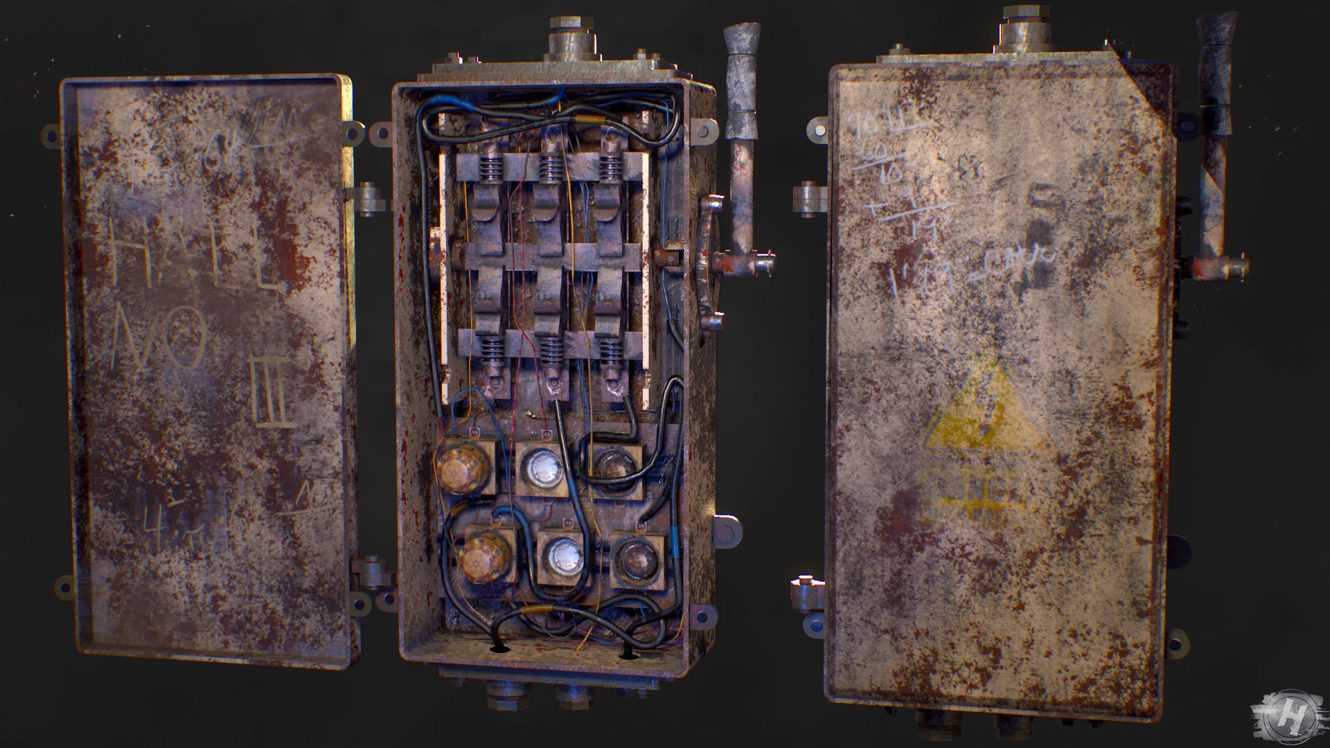 Industrial Fuse Box Low-poly 3D model_5