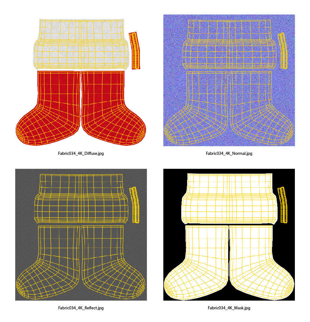 Christmas sock VrayFur 3D model_10