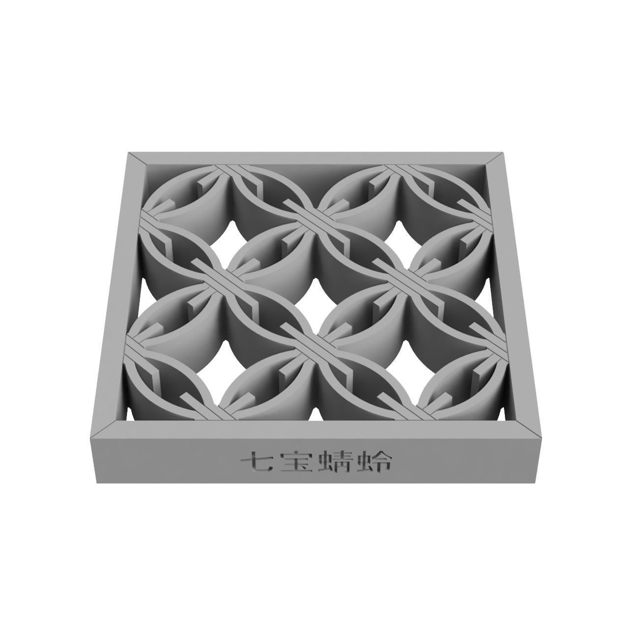 Shippokagero wooden wall panel with intricate design 3D print model_3