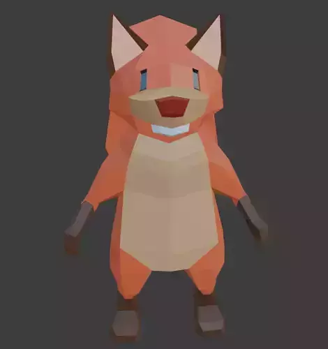 Low Poly Squirrel polygonal fox
