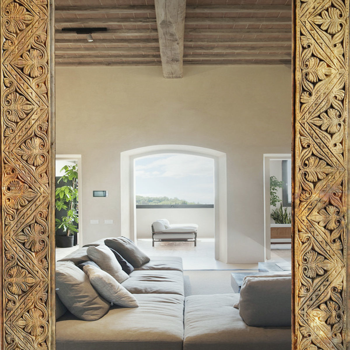 Old Carved Wood Moulding Mirror 3D model_5