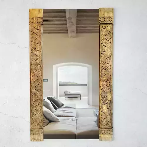 Old Carved Wood Moulding Mirror 3D model