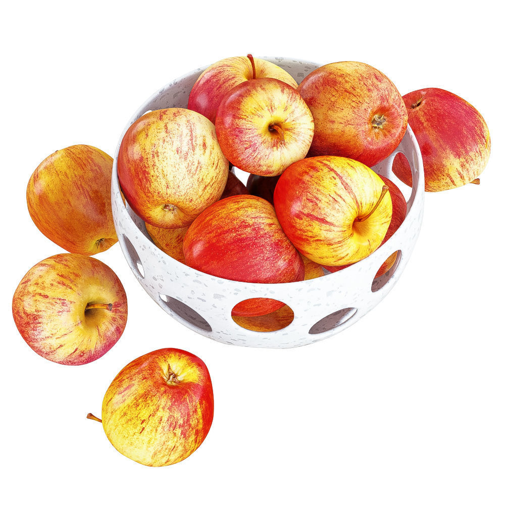 Red Apples in a Decorative Vase with Round Holes 3D model_5