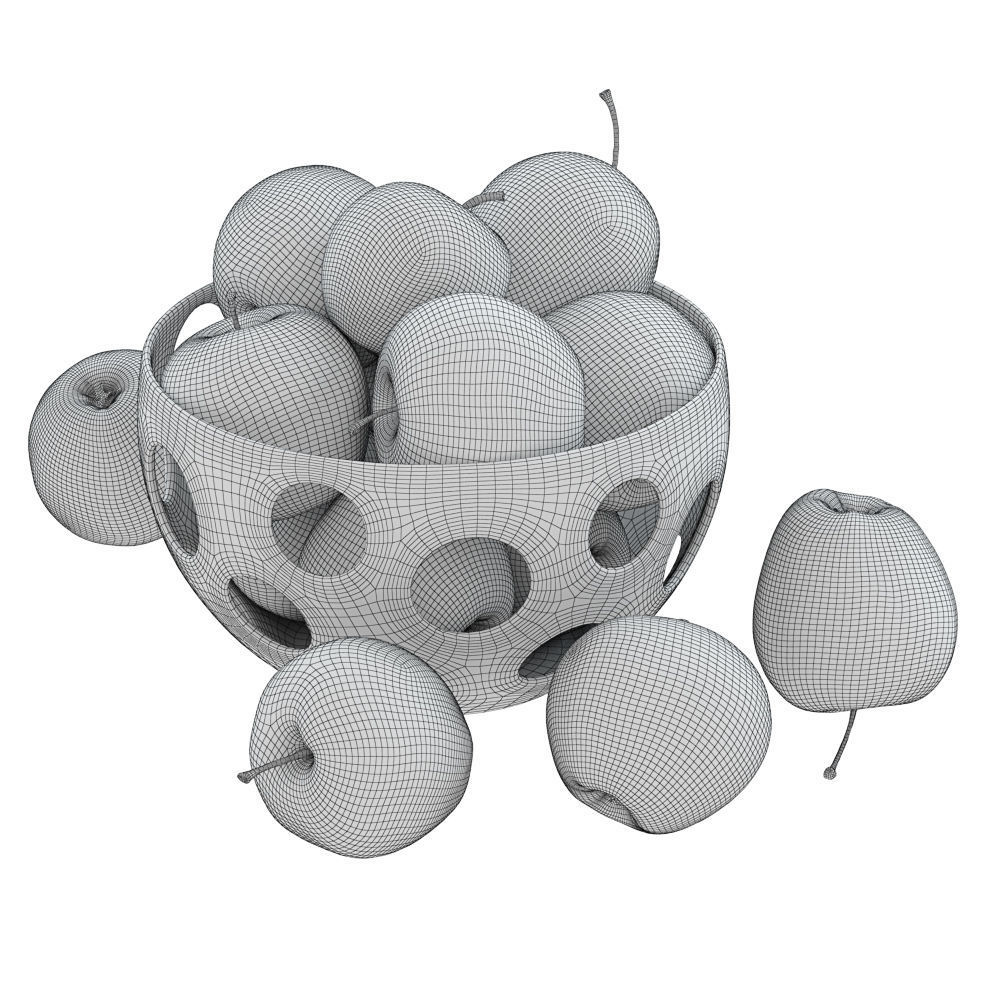 Red Apples in a Decorative Vase with Round Holes 3D model_6