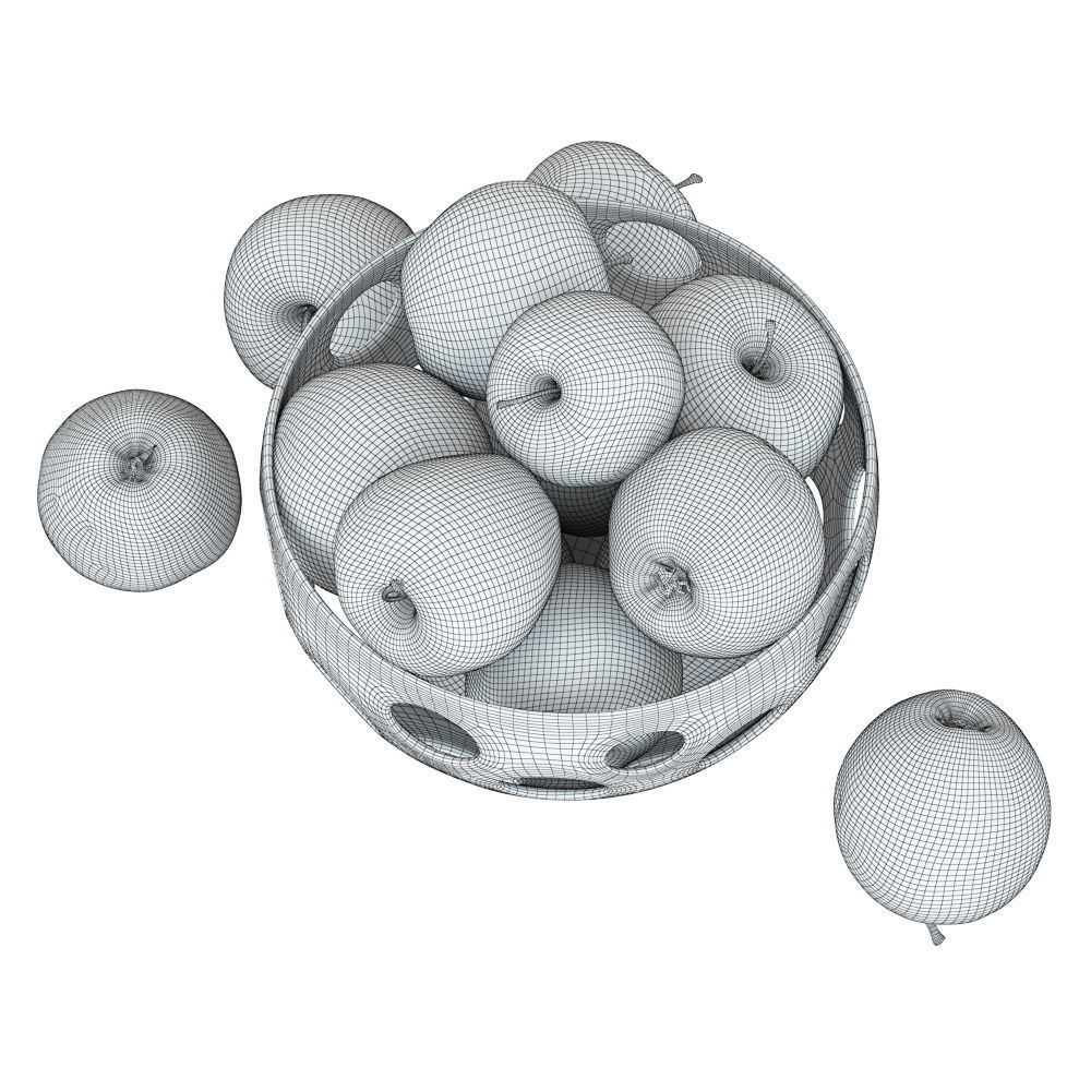 Red Apples in a Decorative Vase with Round Holes 3D model_7