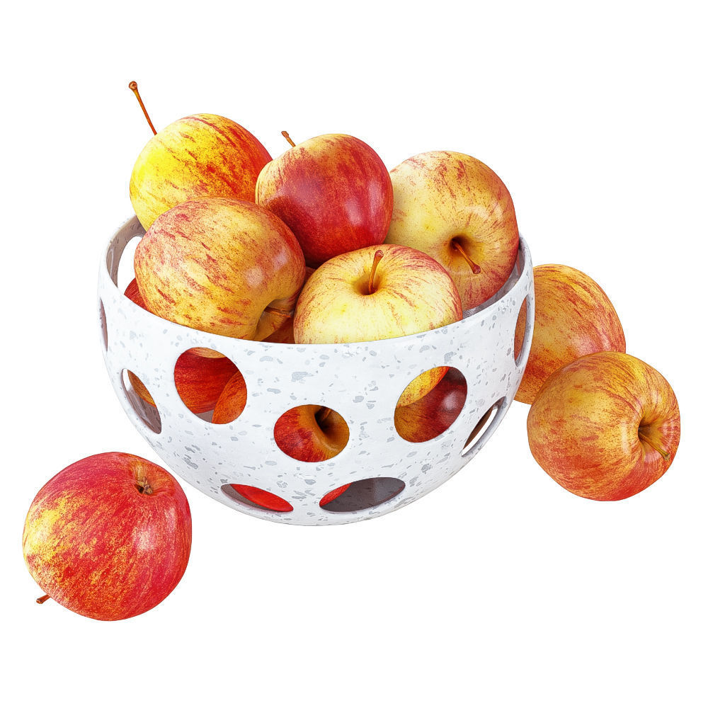 Red Apples in a Decorative Vase with Round Holes 3D model_2