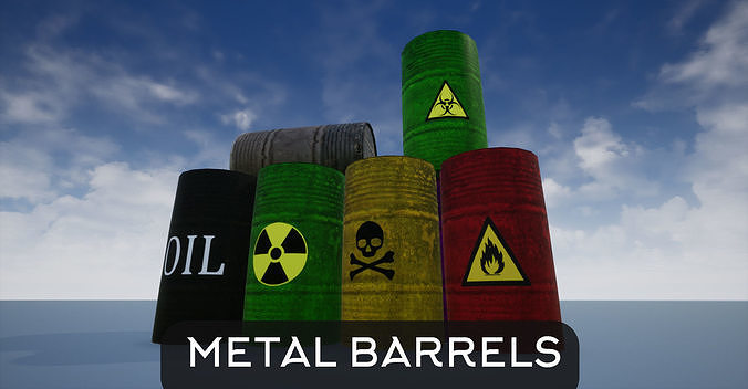 Lowpoly Metal Barrel Low-poly 3D model