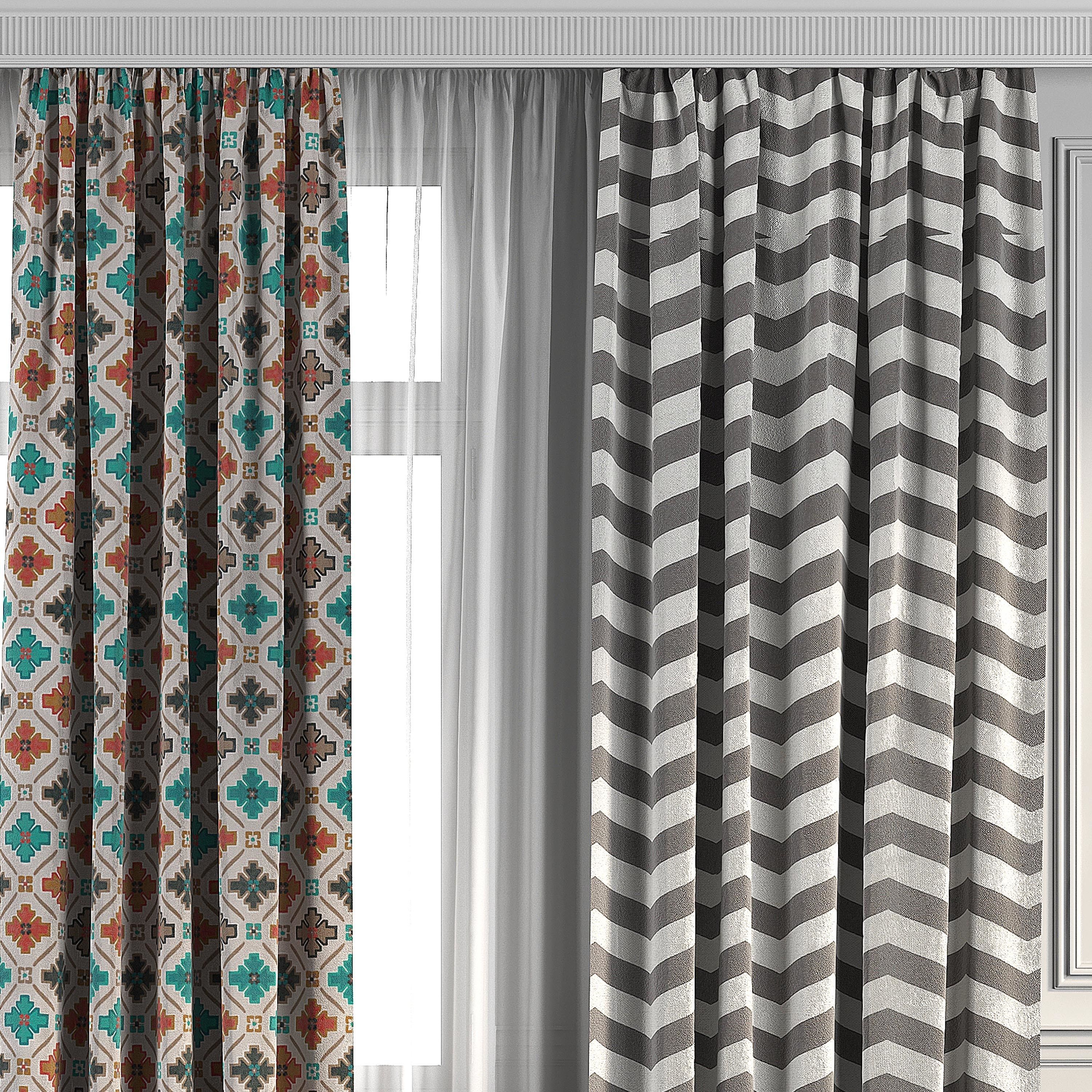 Curtain Set 95 3D model_1