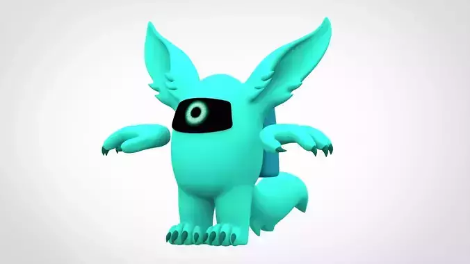 Among Us Cyan Werewolf Low-poly 3D model