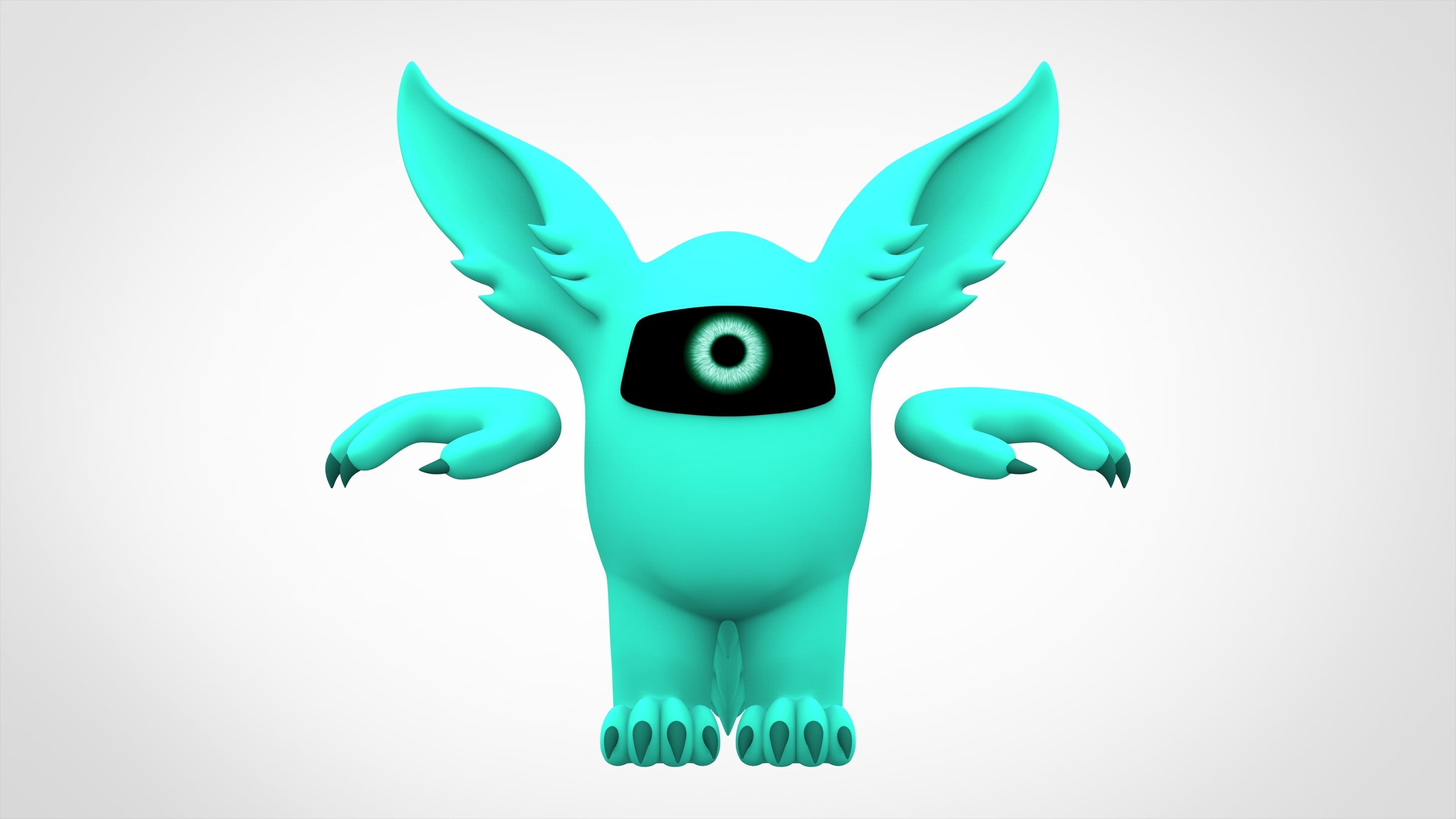 Among Us Cyan Werewolf Low-poly 3D model_1