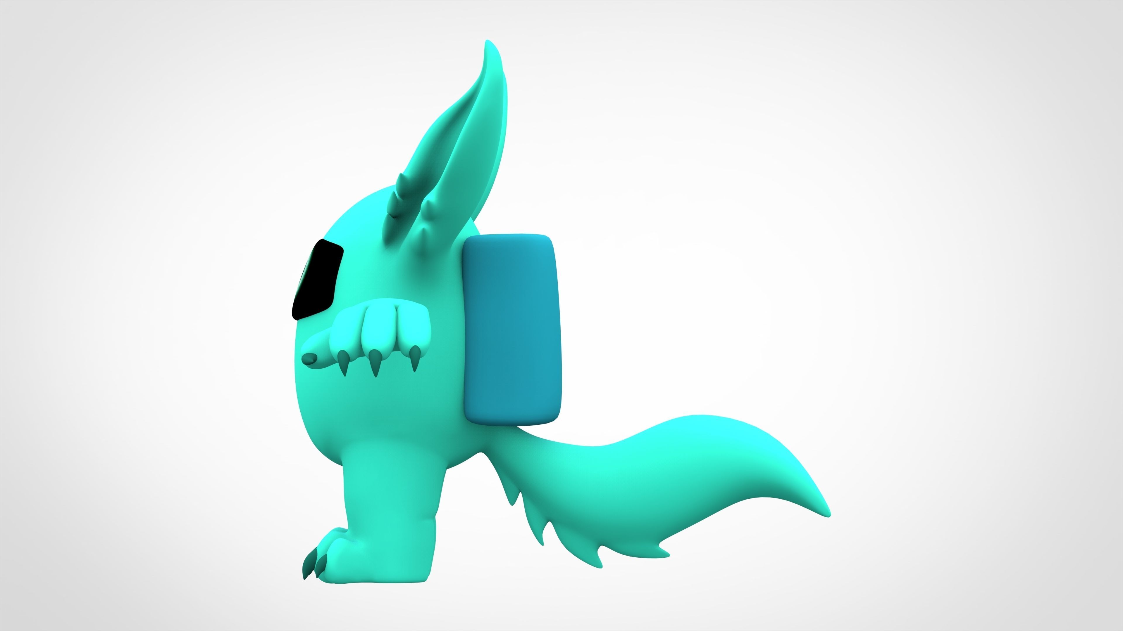 Among Us Cyan Werewolf Low-poly 3D model_2