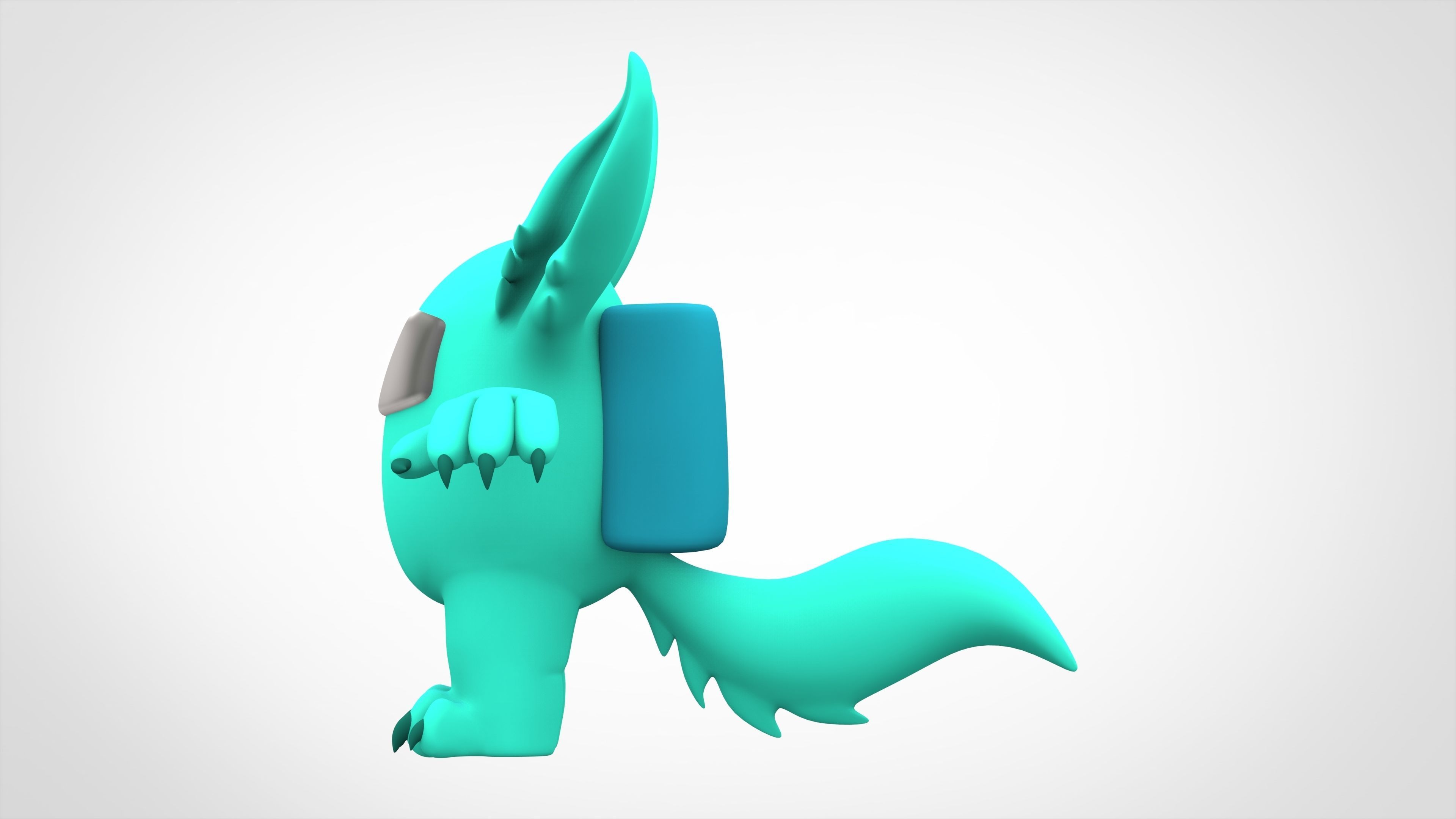 Among Us Cyan Werewolf Low-poly 3D model_7