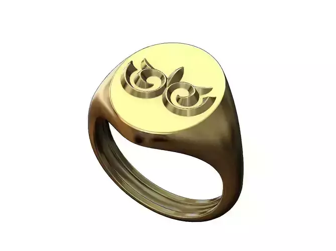 Floral scroll motif on a oval signet ring  
