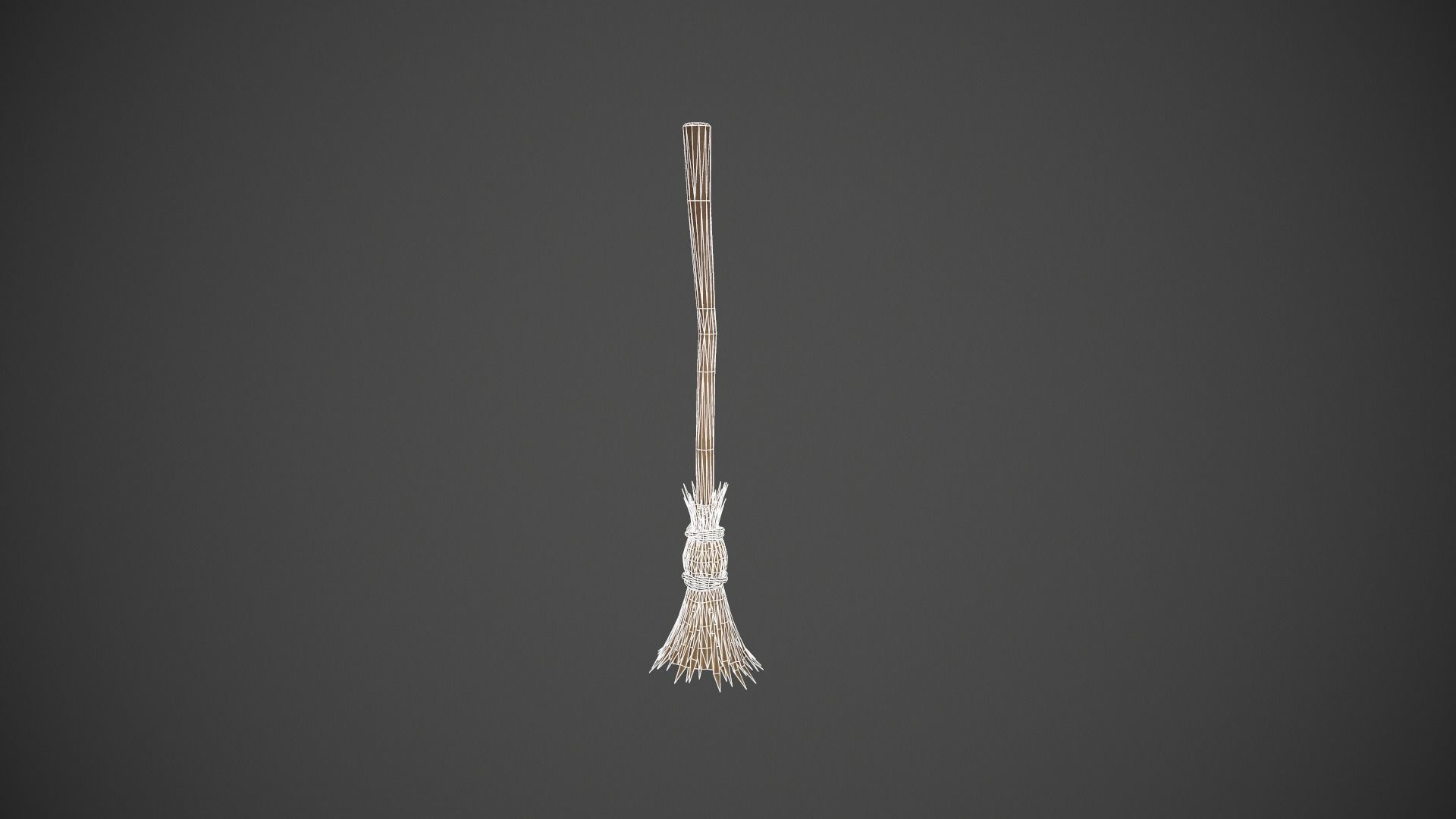 Light Brown Broom Stick - Witches Broom Low-poly 3D model_14