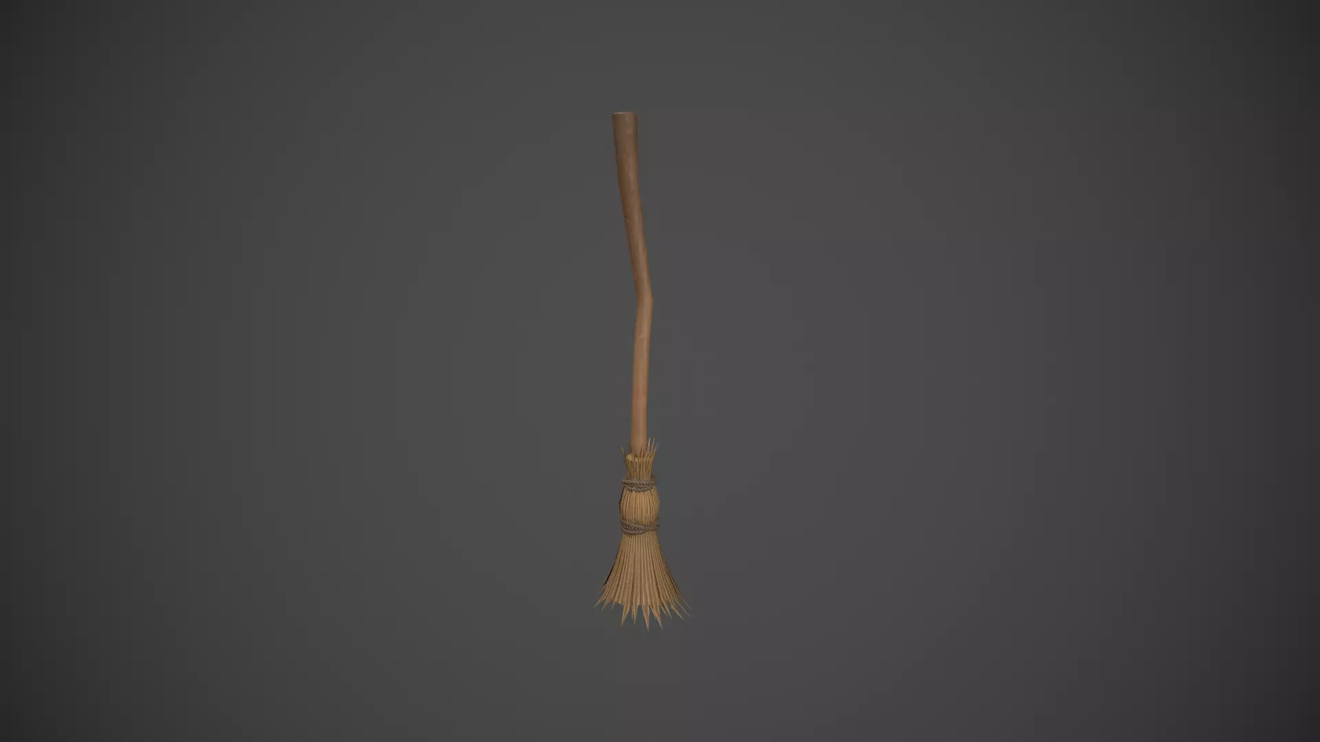 Light Brown Broom Stick - Witches Broom Low-poly 3D model_0