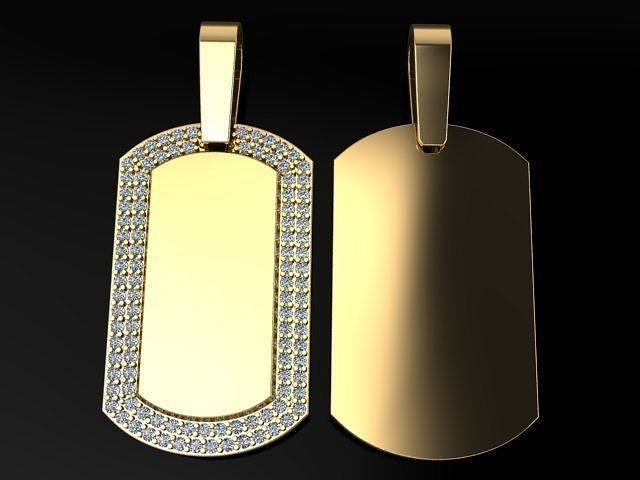 Diamond ID Bar Dogtag Pendant 3D print model