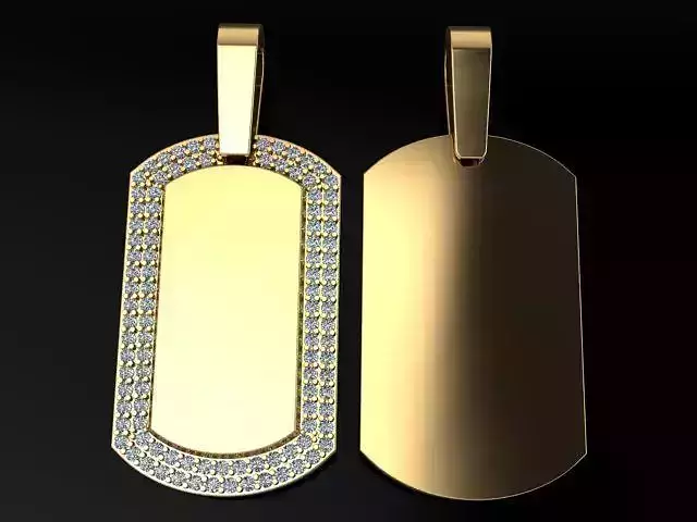 Diamond ID Bar Dogtag Pendant