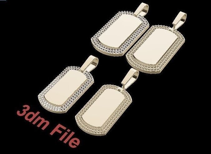 Diamond ID Bar Dogtag Pendant Mix Size 3D print model