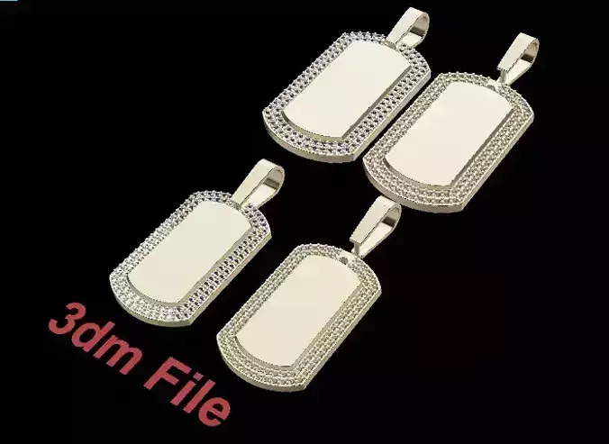 Diamond ID Bar Dogtag Pendant Mix Size