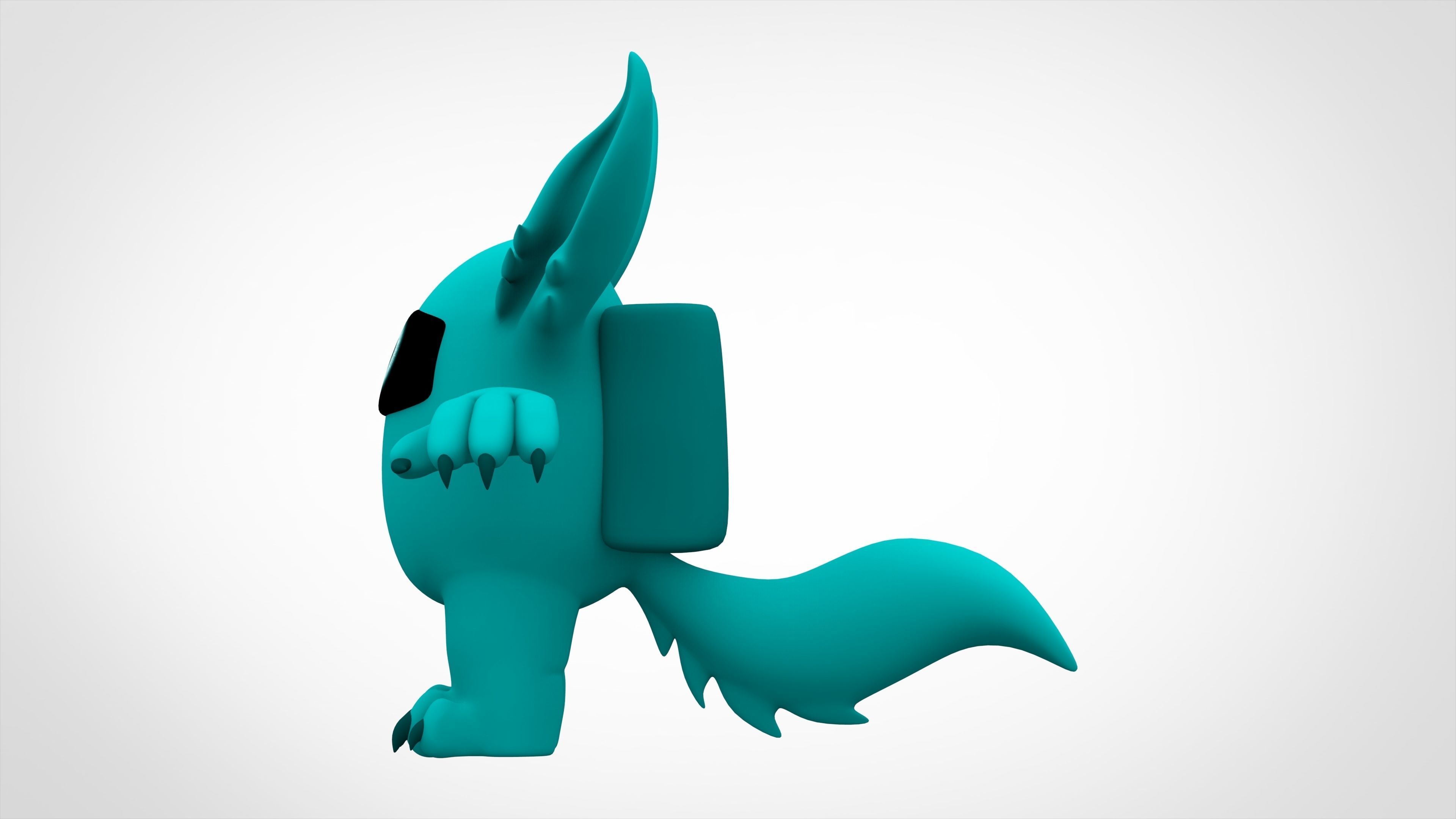 Among Us Teal Werewolf Low-poly 3D model_2