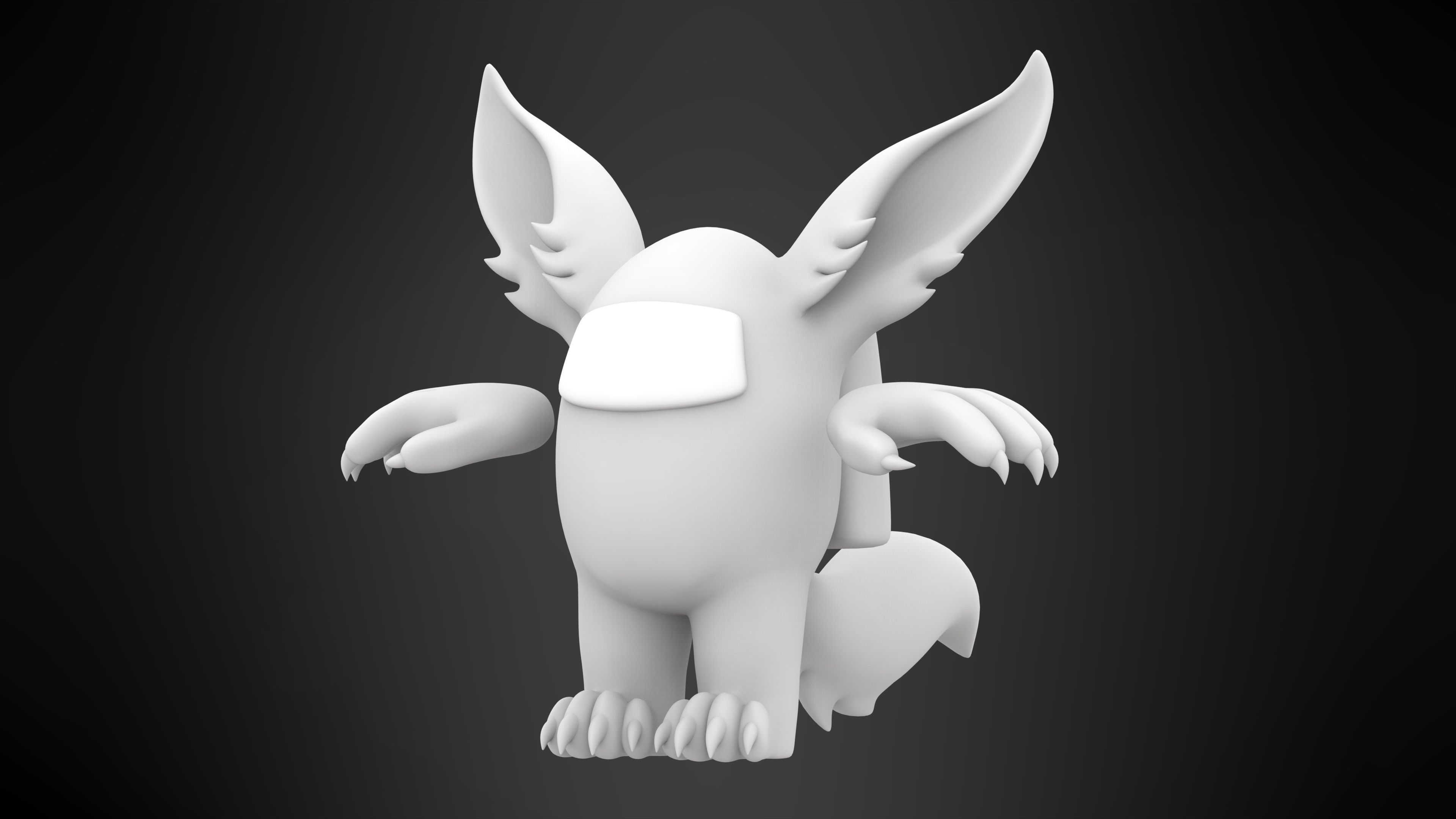 Among Us Teal Werewolf Low-poly 3D model_10