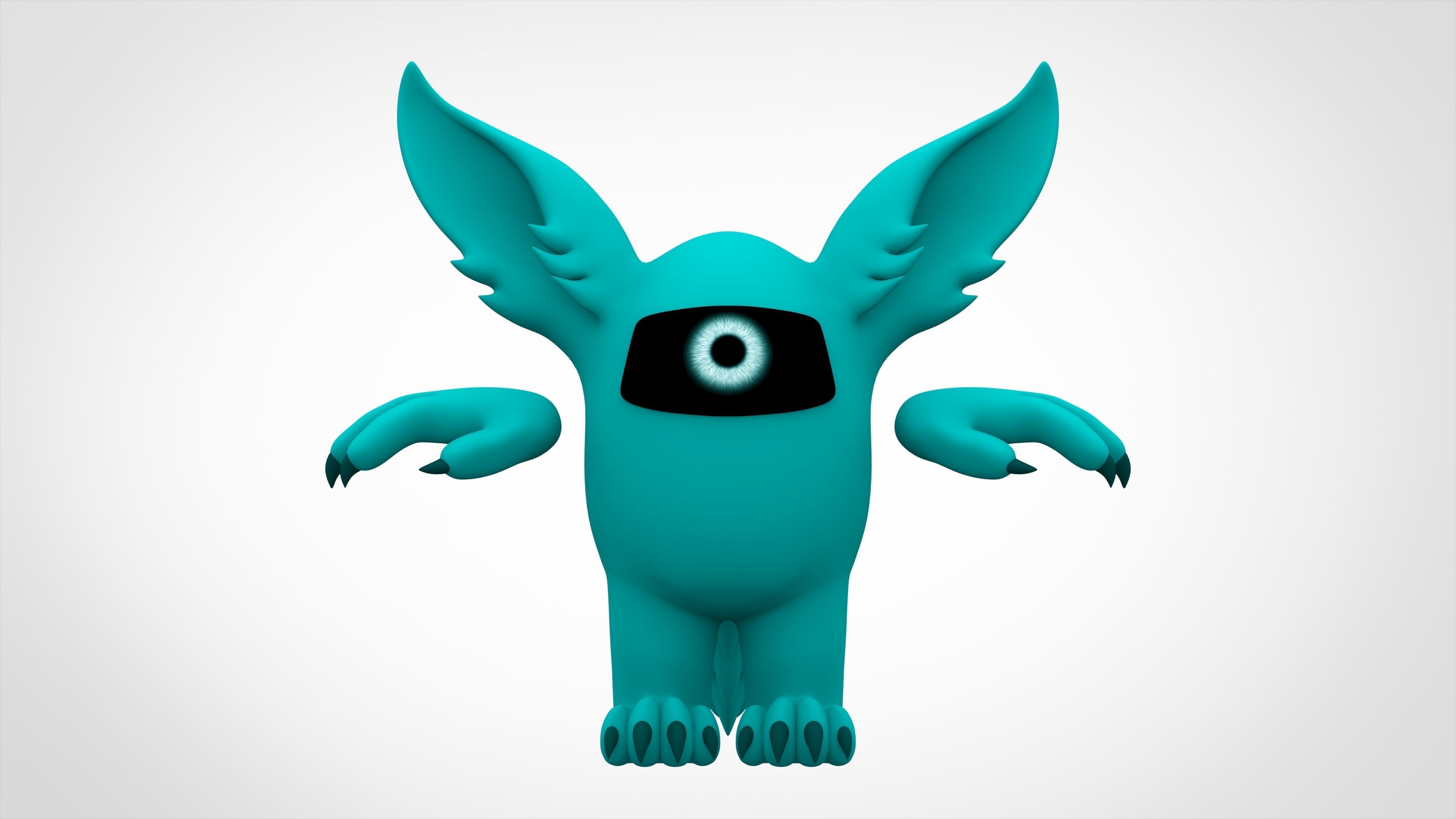 Among Us Teal Werewolf Low-poly 3D model_1