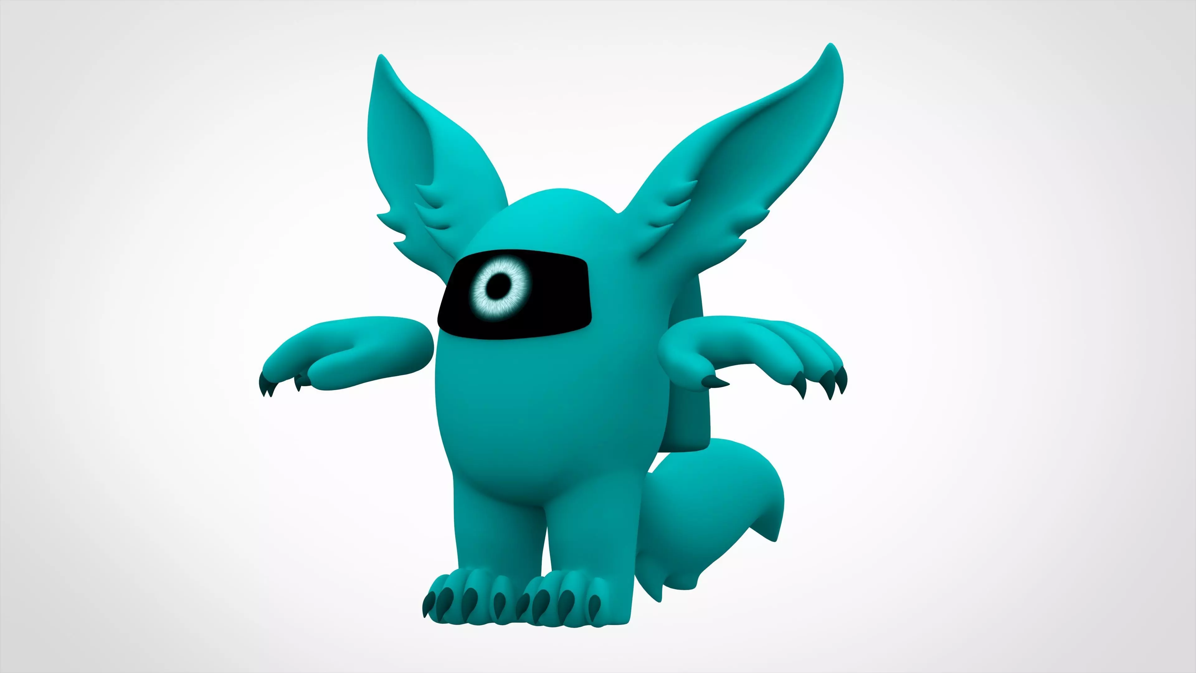 Among Us Teal Werewolf Low-poly 3D model_0