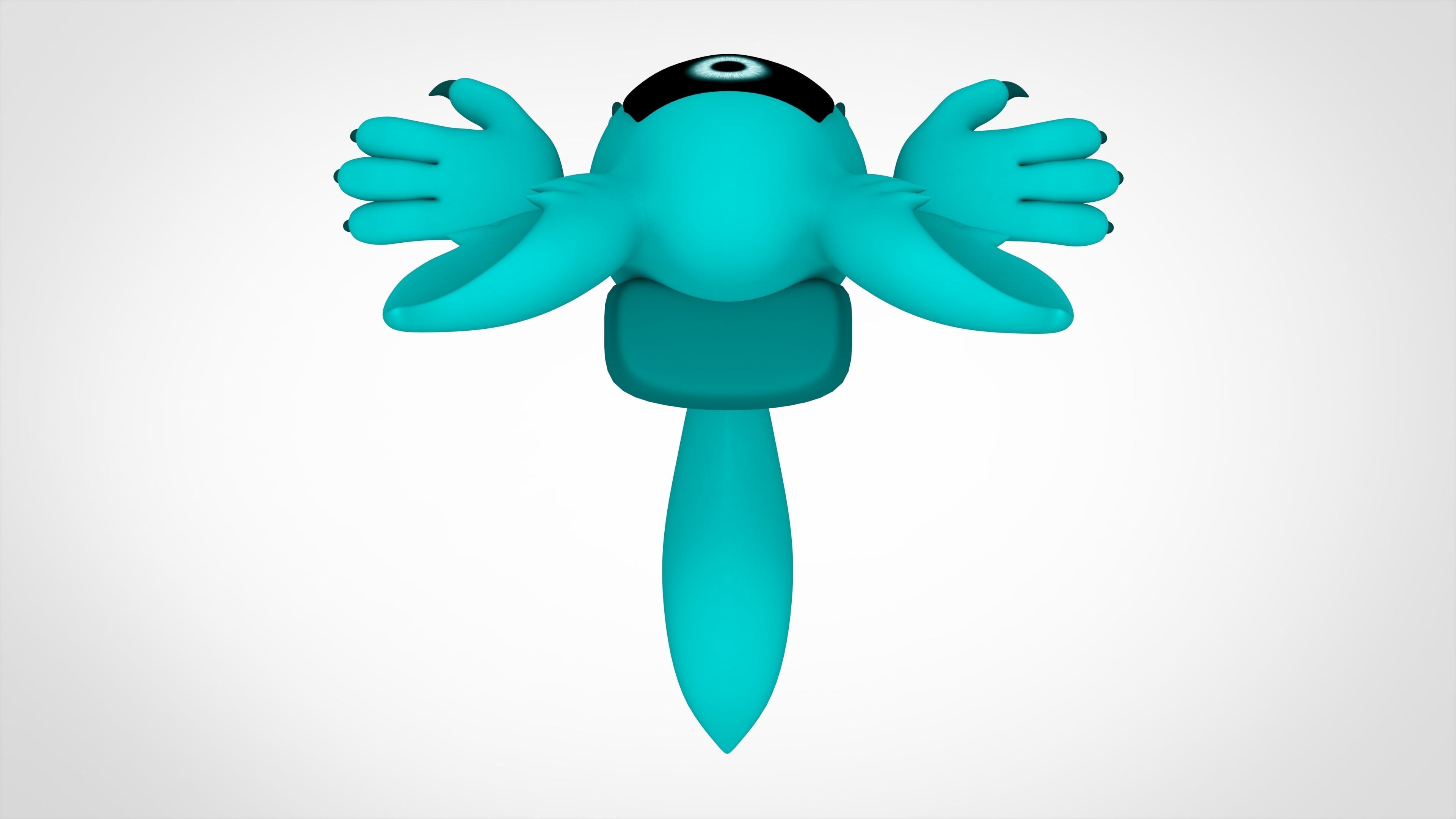 Among Us Teal Werewolf Low-poly 3D model_4